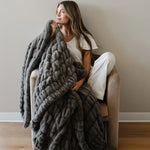Double Ruched Faux Fur XL Throw Blanket by Saranoni Saranoni Everetts Place Boutique 189.00