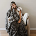 Double Ruched Faux Fur XL Throw Blanket by Saranoni Saranoni Everetts Place Boutique