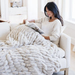 Double Ruched Luxurious Faux Fur Throw Blanket Saranoni Saranoni Everetts Place Boutique