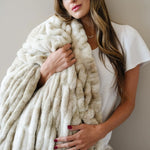 Double Ruched Luxurious Faux Fur Throw Blanket Saranoni Saranoni Everetts Place Boutique