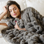 Double Ruched Luxurious Faux Fur Throw Blanket Saranoni Saranoni Everetts Place Boutique