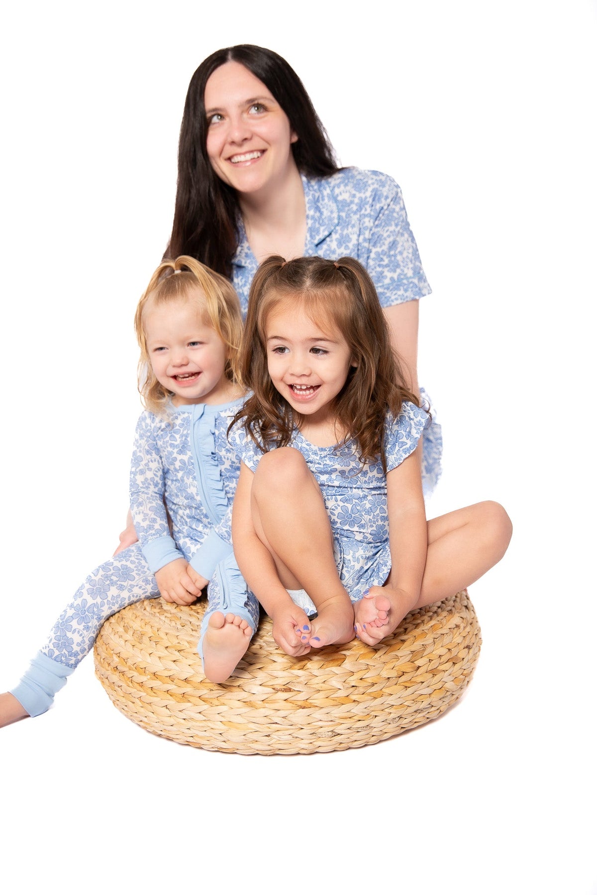 Blue Bonnet Bamboo Floral Onesie | Double Zip & Frills | Mommy & Me by Rayn’s Tiny Stitches