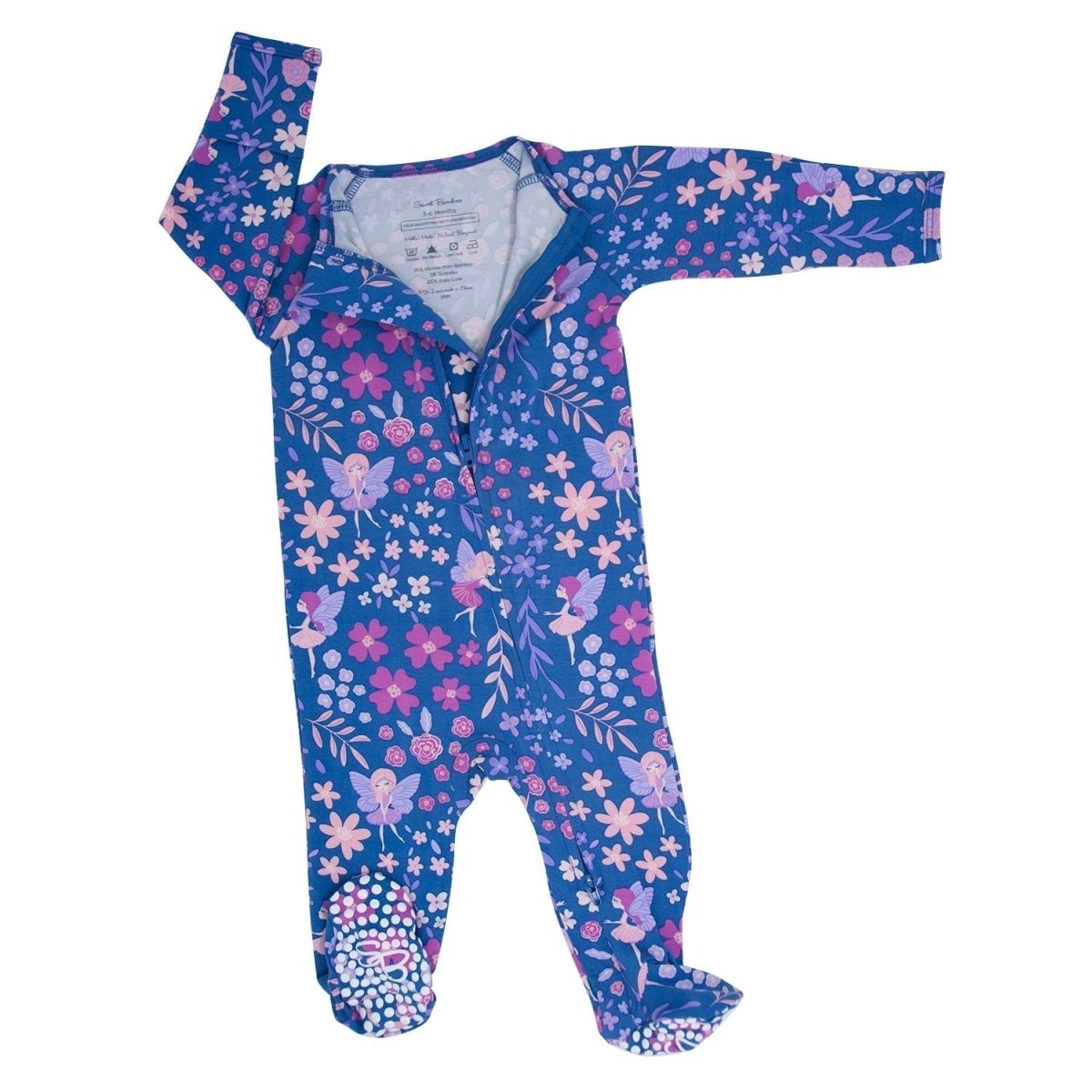 Sweet Bamboo Dream A Little Dream Zipper Footie Two Way Zip With Grips - Everetts Place Boutique - 