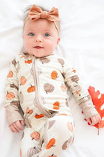 Dreamlet Dreamlet Pumpkins Beige Convertible Zip Footies Preorder - Apparel & Accessories > Clothing > Baby & Toddler Clothing > Baby & Toddler Sleepwear Convertible Zip Footies