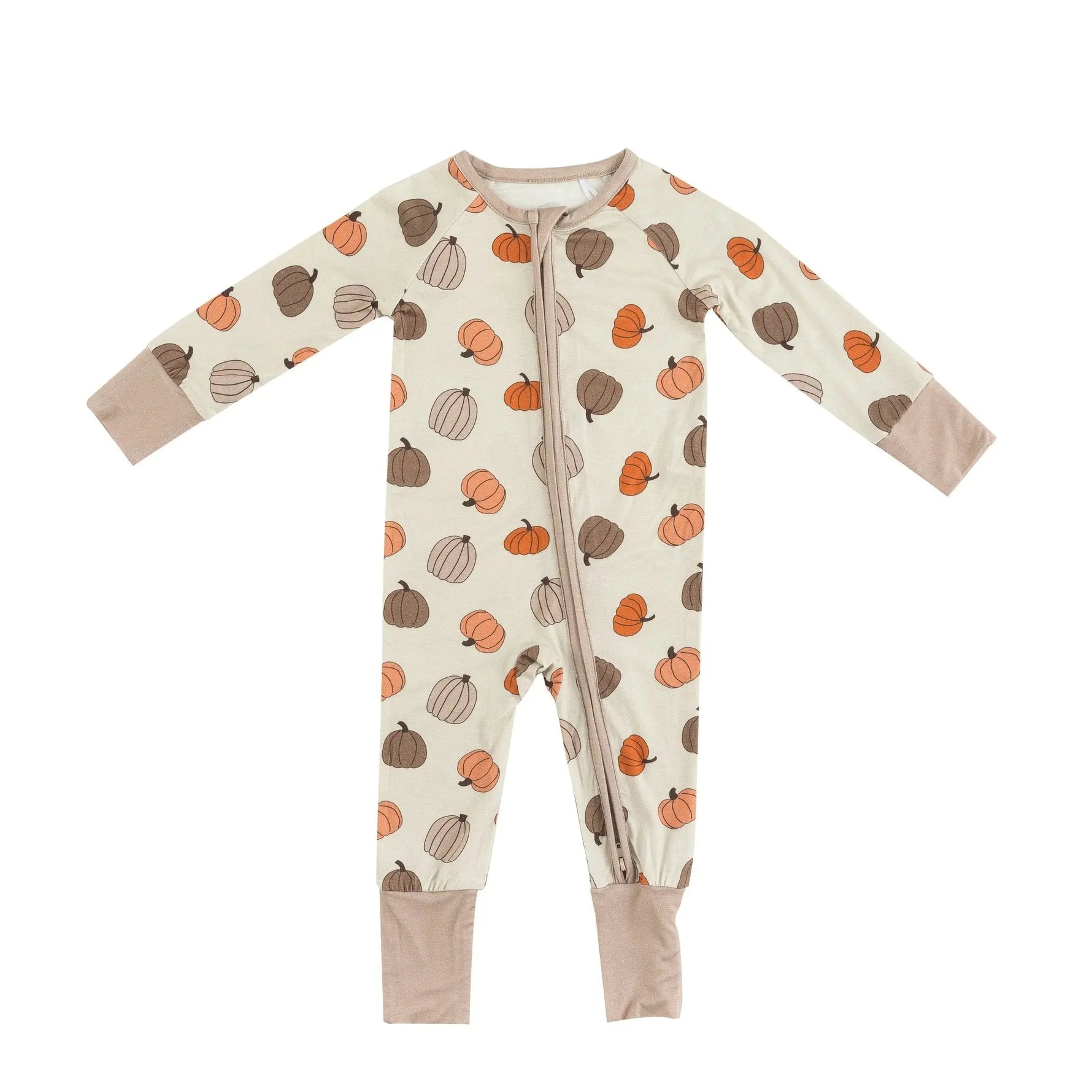 Dreamlet Dreamlet Pumpkins Beige Convertible Zip Footies Preorder - Apparel & Accessories > Clothing > Baby & Toddler Clothing > Baby & Toddler Sleepwear Convertible Zip Footies