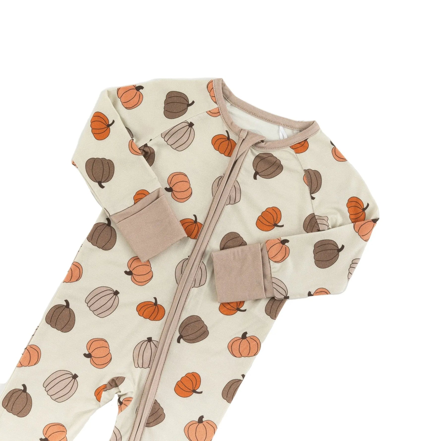 Dreamlet Dreamlet Pumpkins Beige Convertible Zip Footies Preorder - Apparel & Accessories > Clothing > Baby & Toddler Clothing > Baby & Toddler Sleepwear Convertible Zip Footies