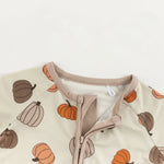 Dreamlet Dreamlet Pumpkins Beige Convertible Zip Footies Preorder - Apparel & Accessories > Clothing > Baby & Toddler Clothing > Baby & Toddler Sleepwear Convertible Zip Footies