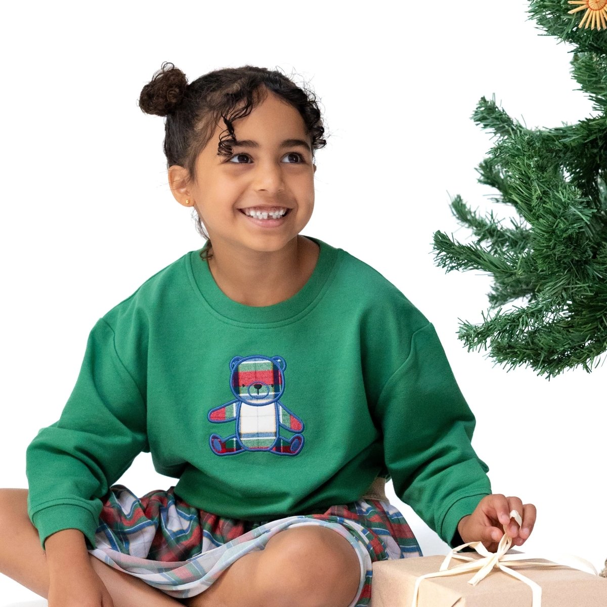 Angel Dear Drop Sleeve Bear Sweatshirt with Rib Cuffs - Everetts Place Boutique - 
