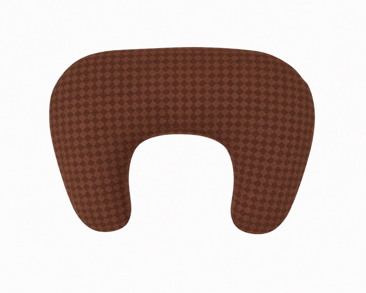 Cotton Nursing Pillow Cover - Brown Diamond Ruffle by Little Mae & Co