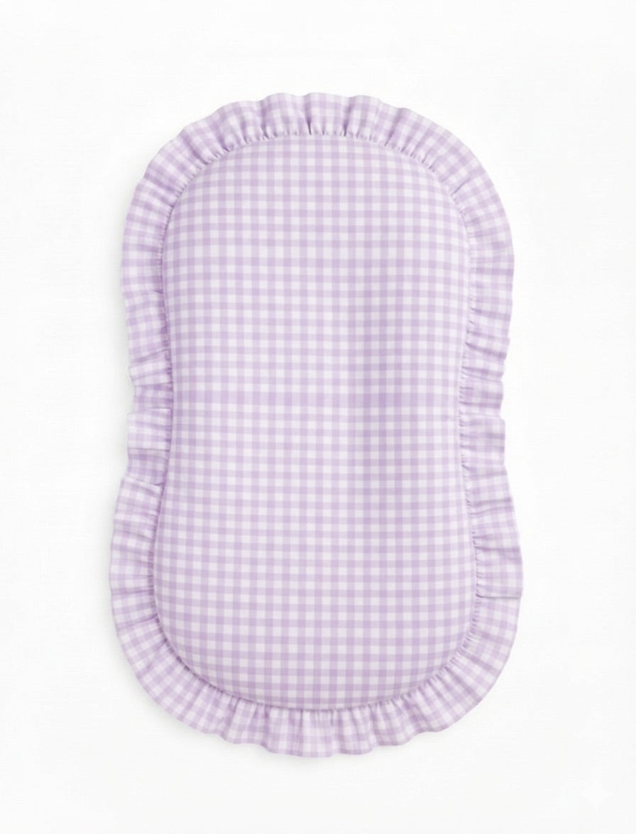 Purple Gingham Ruffle Baby Lounger Cover by Little Mae & Co
