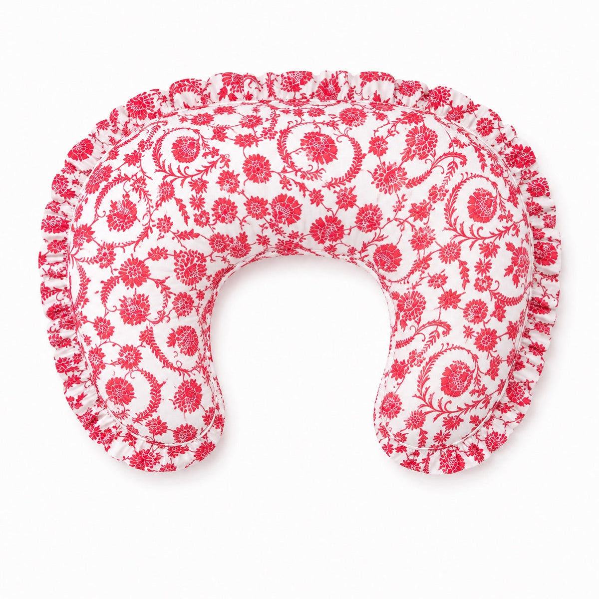 Red Chinoiserie Ruffle Nursing Pillow Cover by Little Mae & Co
