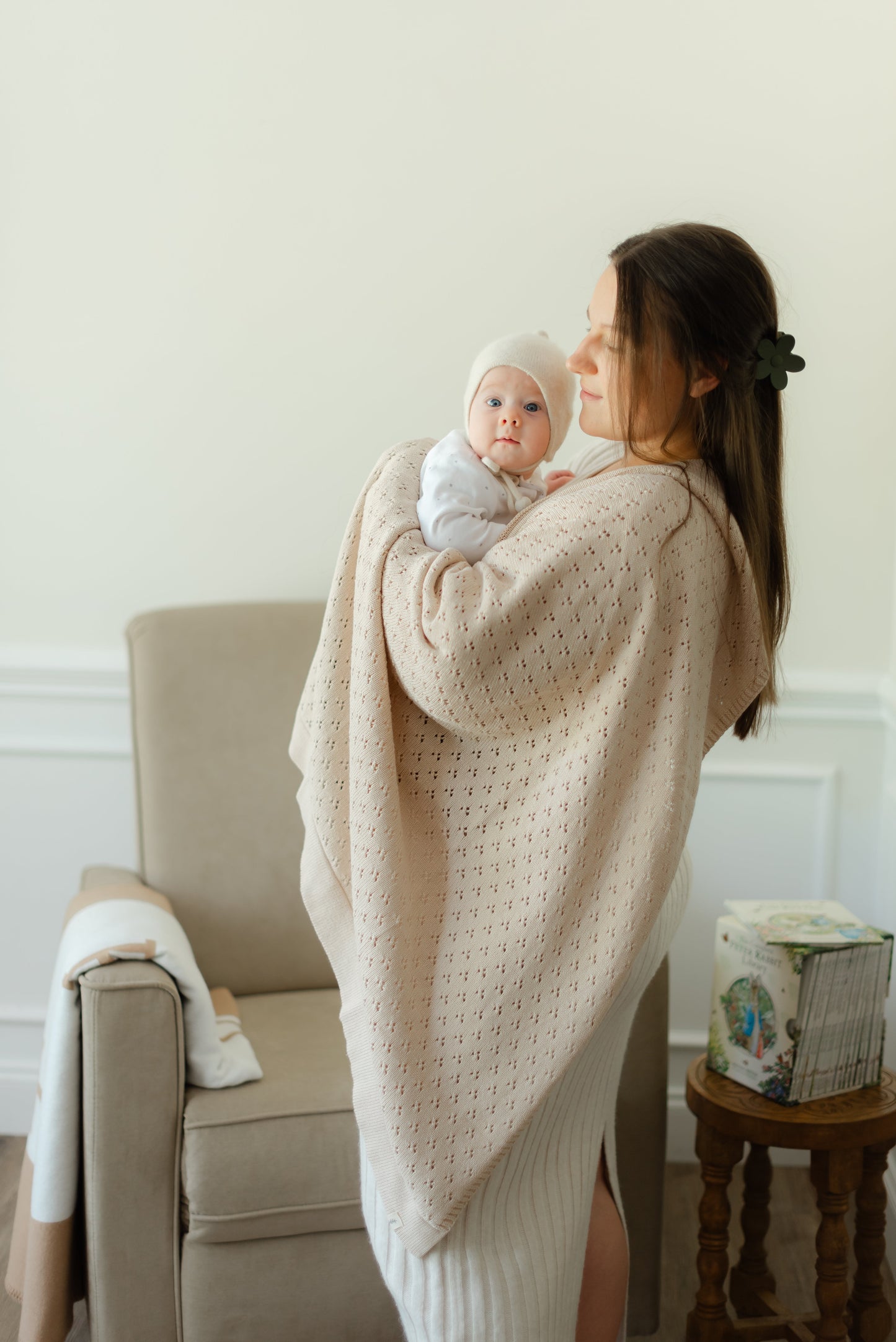 Toffee Pointelle Knit Baby Blanket By Little Mae Co Little Mae & Co Everetts Place: Online Boutique