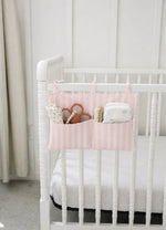 Pink White Stripe Crib Organizer by Little Mae & Co