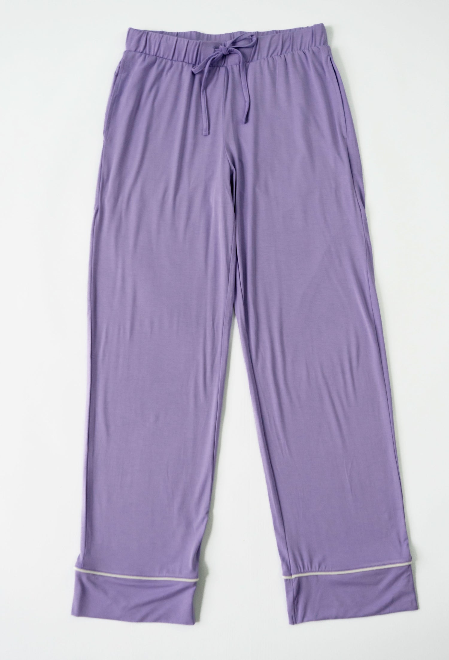 Adult pajama bottoms in a soft lavender shade