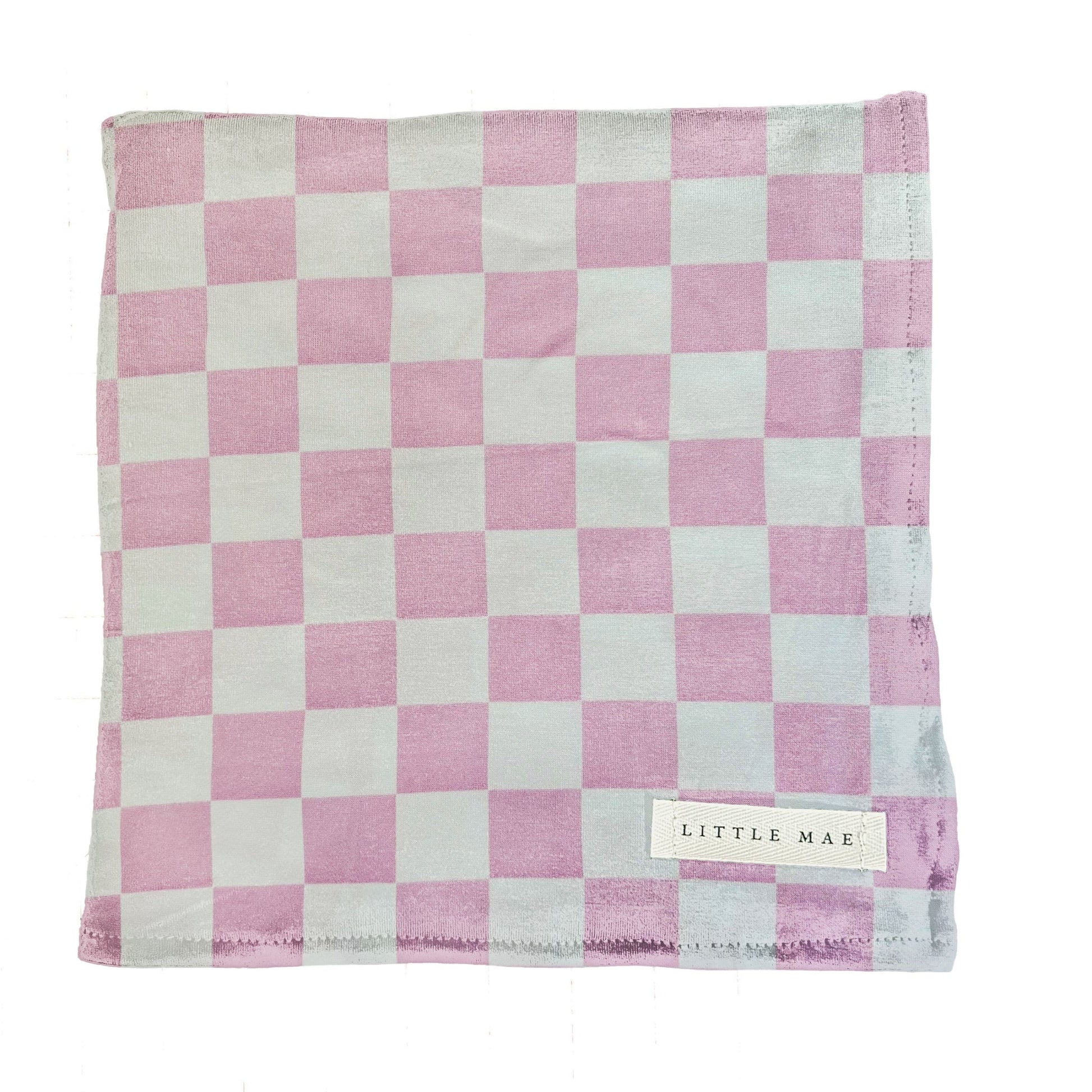 Sugar Pink And White Checkered Stretch Swaddle For Newborn Little Mae & Co Everetts Place: Online Boutique
