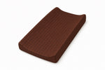 Changing pad cover in a brown and white diamond print