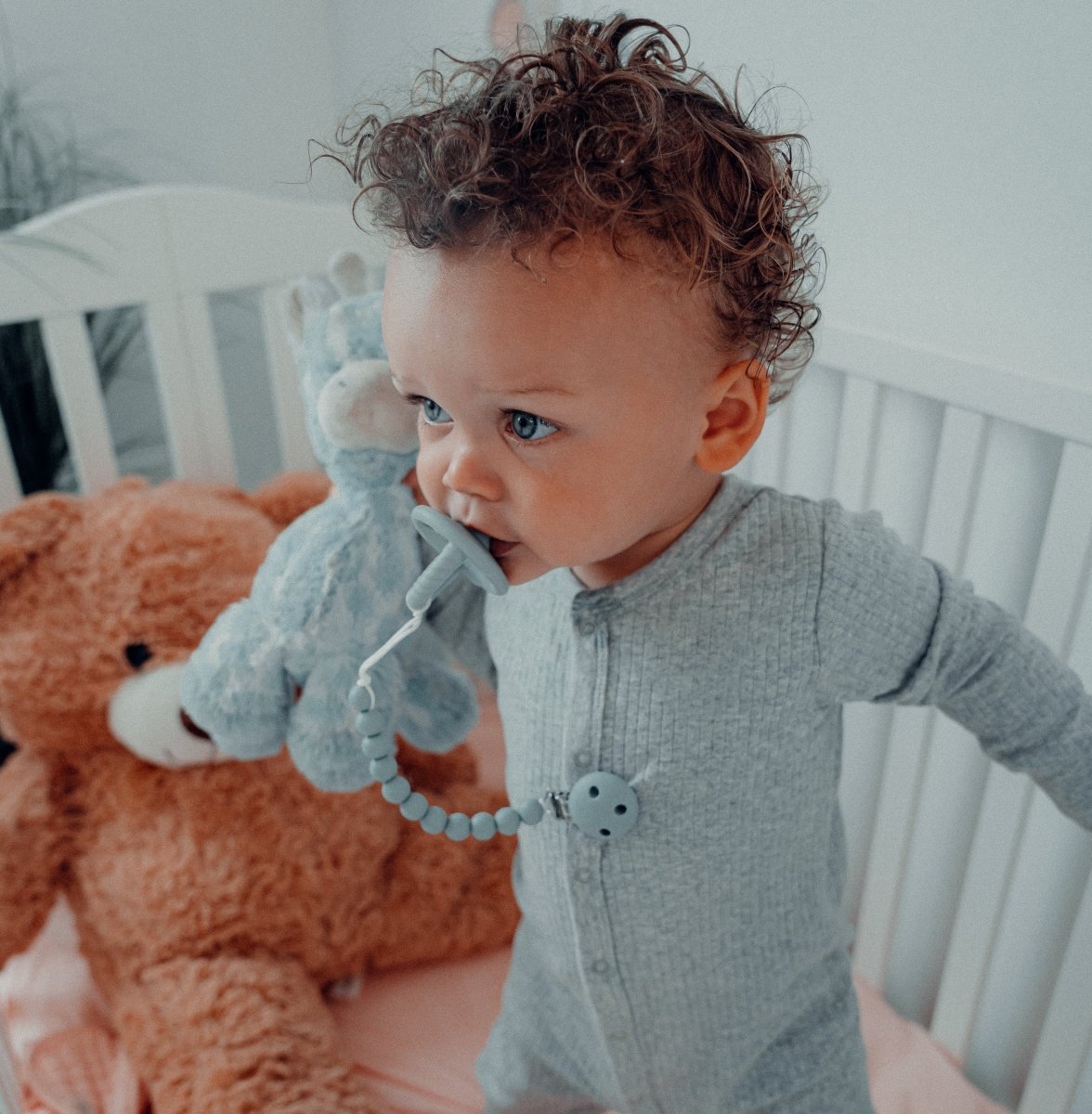 Comfy Cubs Earth Green Silicone Pacifier Clips 2 Pack For On The Go - Everetts Place Boutique - 