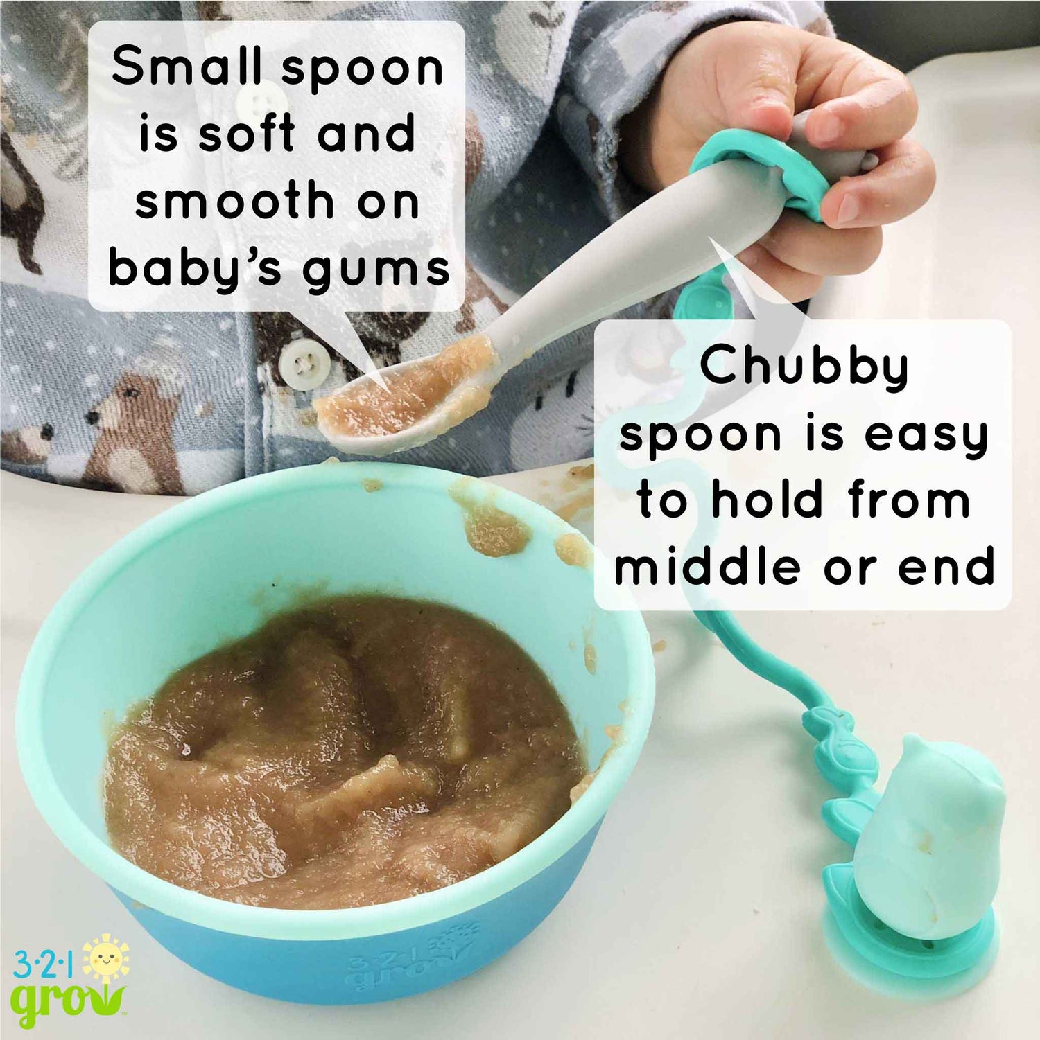Easy Learn Baby Spoon And Tether Set For Self Feeding 321 Grow Everetts Place: Online Boutique