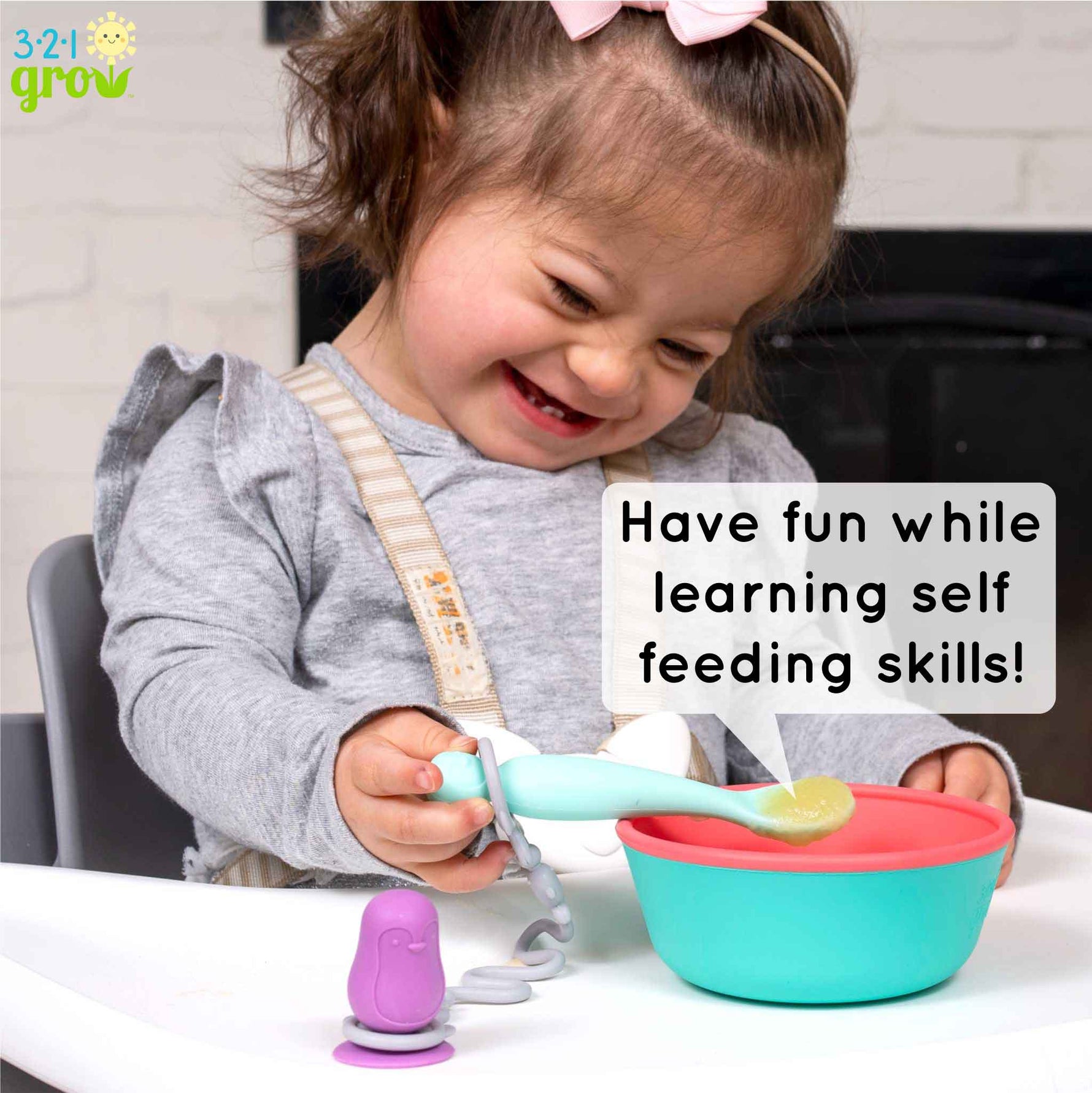 Easy Learn Baby Spoon And Tether Set For Self Feeding 321 Grow Everetts Place: Online Boutique