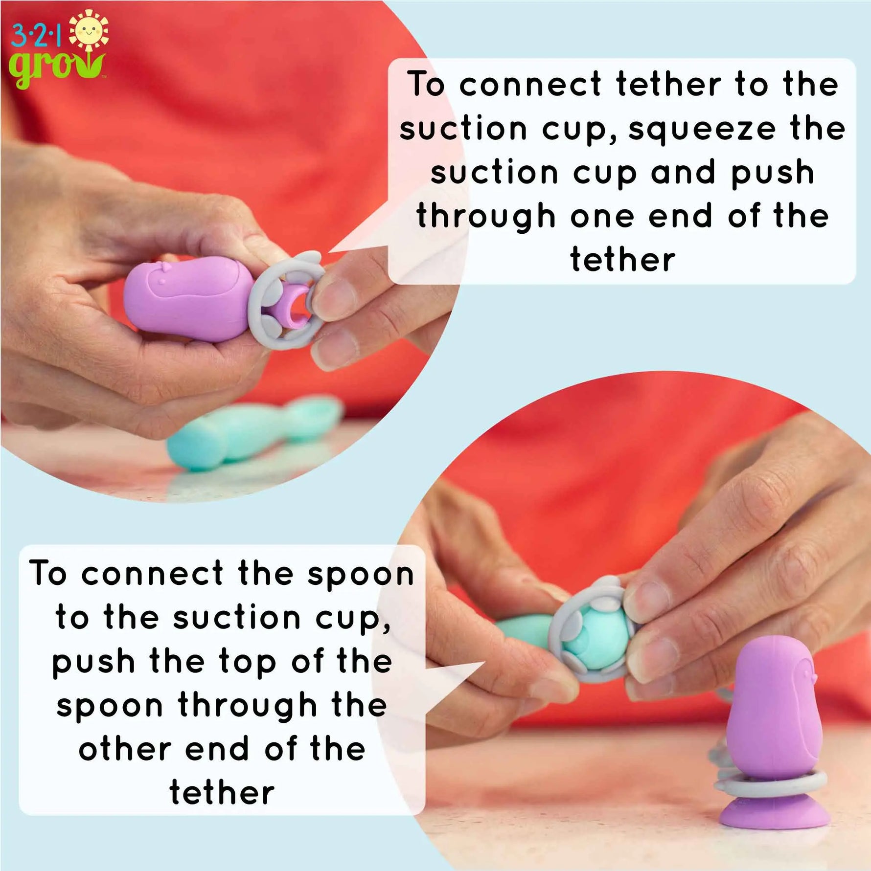 Easy Learn Baby Spoon And Tether Set For Self Feeding 321 Grow Everetts Place: Online Boutique