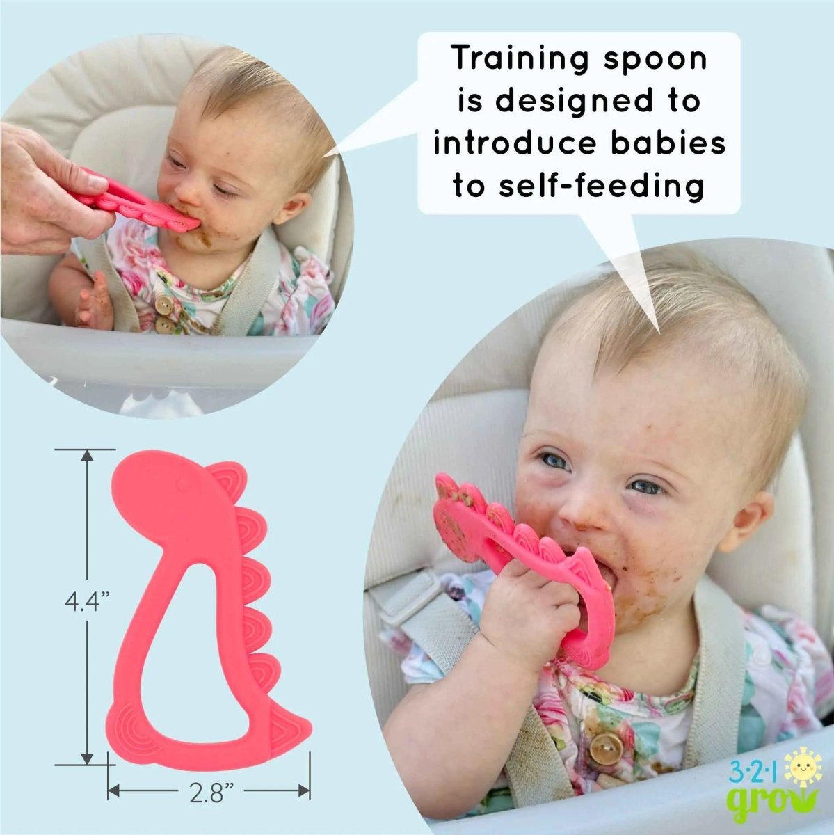 321 Grow Easy Learn Dino Spoon Training Spoon For Toddlers And Kids - Everetts Place Boutique - 
