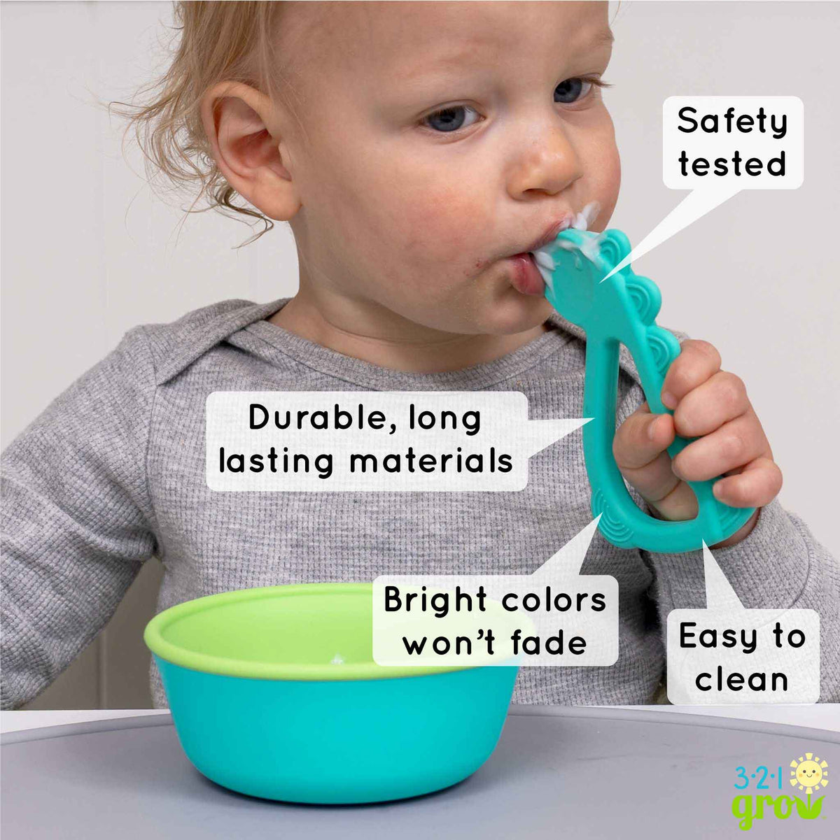 321 Grow Easy Learn Dino Spoon Training Spoon For Toddlers And Kids - Everetts Place Boutique - 