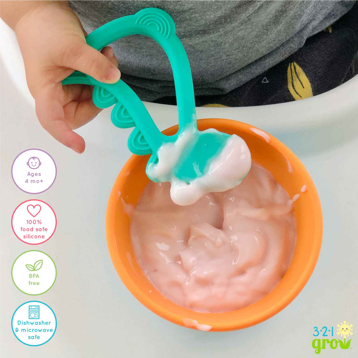 321 Grow Easy Learn Dino Spoon Training Spoon For Toddlers And Kids - Everetts Place Boutique - 