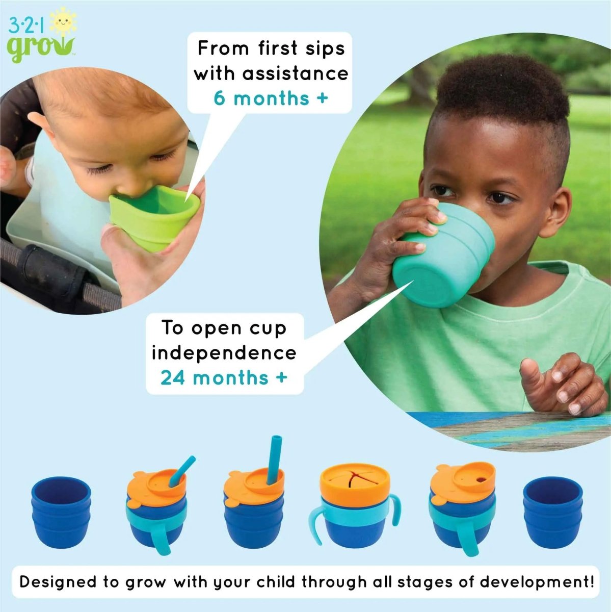 321 Grow Easy Learn Drink and Snack Set with Removable Handles - Everetts Place Boutique - 
