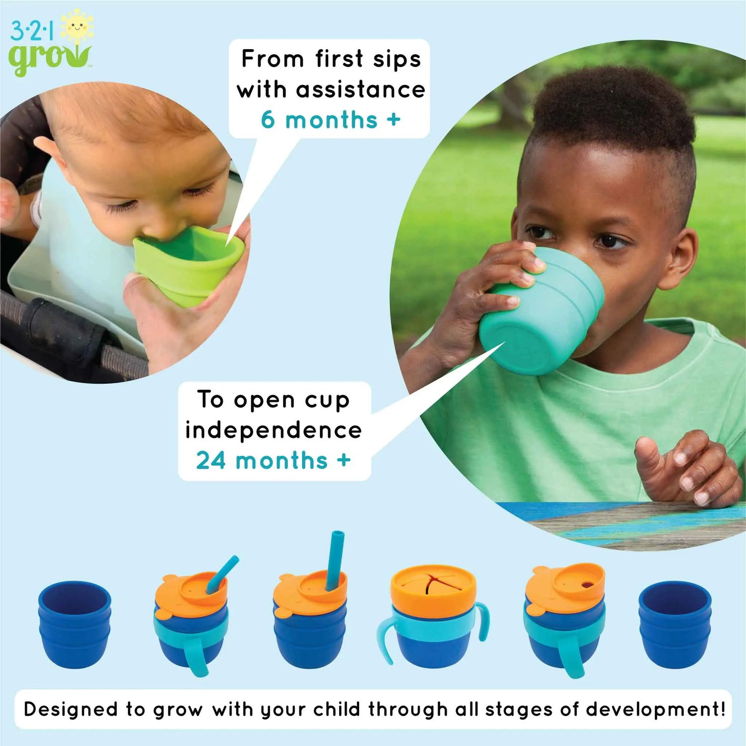 Easy Learn Drink and Snack Set with Removable Handles 321 Grow Everetts Place: Online Boutique