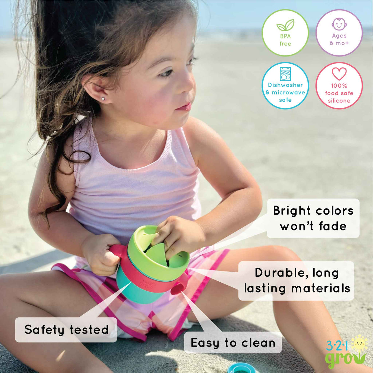 321 Grow Easy Learn Drink and Snack Set with Removable Handles - Everetts Place Boutique - 