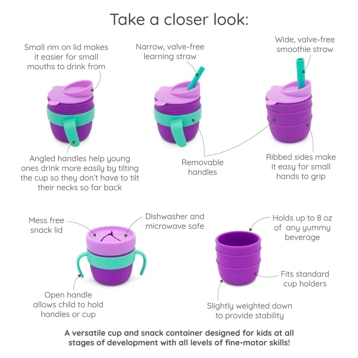 321 Grow Easy Learn Drink and Snack Set with Removable Handles - Everetts Place Boutique - 