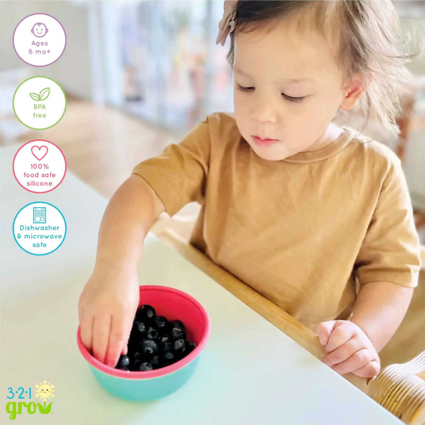 Easy Scoop and Hold Bowl Set for Mess Free Feeding 321 Grow Everetts Place: Online Boutique