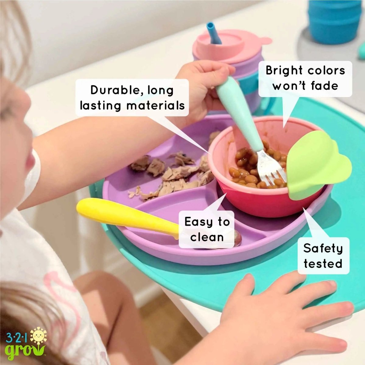 321 Grow Easy Scoop and Hold Bowl Set for Mess Free Feeding - Everetts Place Boutique - 