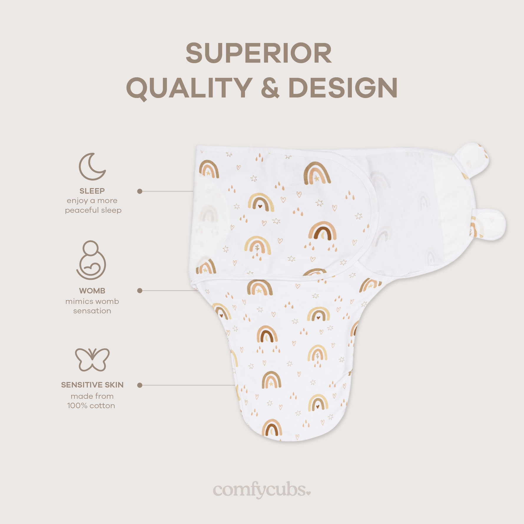 Easy Swaddle Blankets Rainbow Bohemian Colorful Pack Of 3 Comfy Cubs Everetts Place: Online Boutique