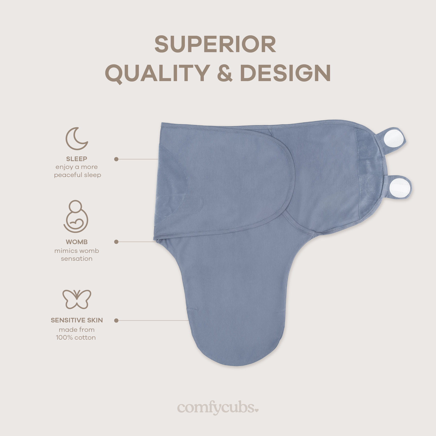 Easy Swaddle Blankets Stone Nomadic Blue Azul Pack of 3 Comfy Cubs Everetts Place: Online Boutique