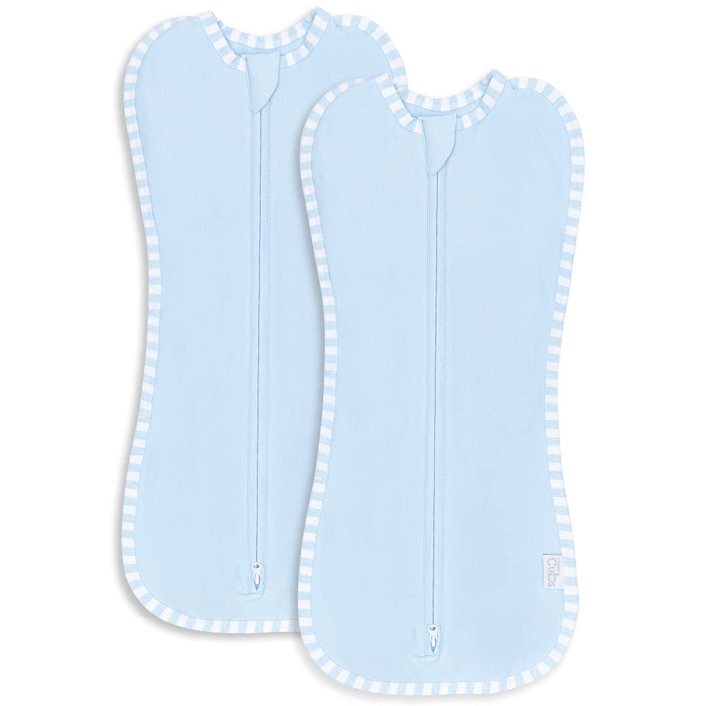 Comfy Cubs Easy Zipper Swaddle Blanket Blue For Newborns Safe Sleep - Everetts Place Boutique - 
