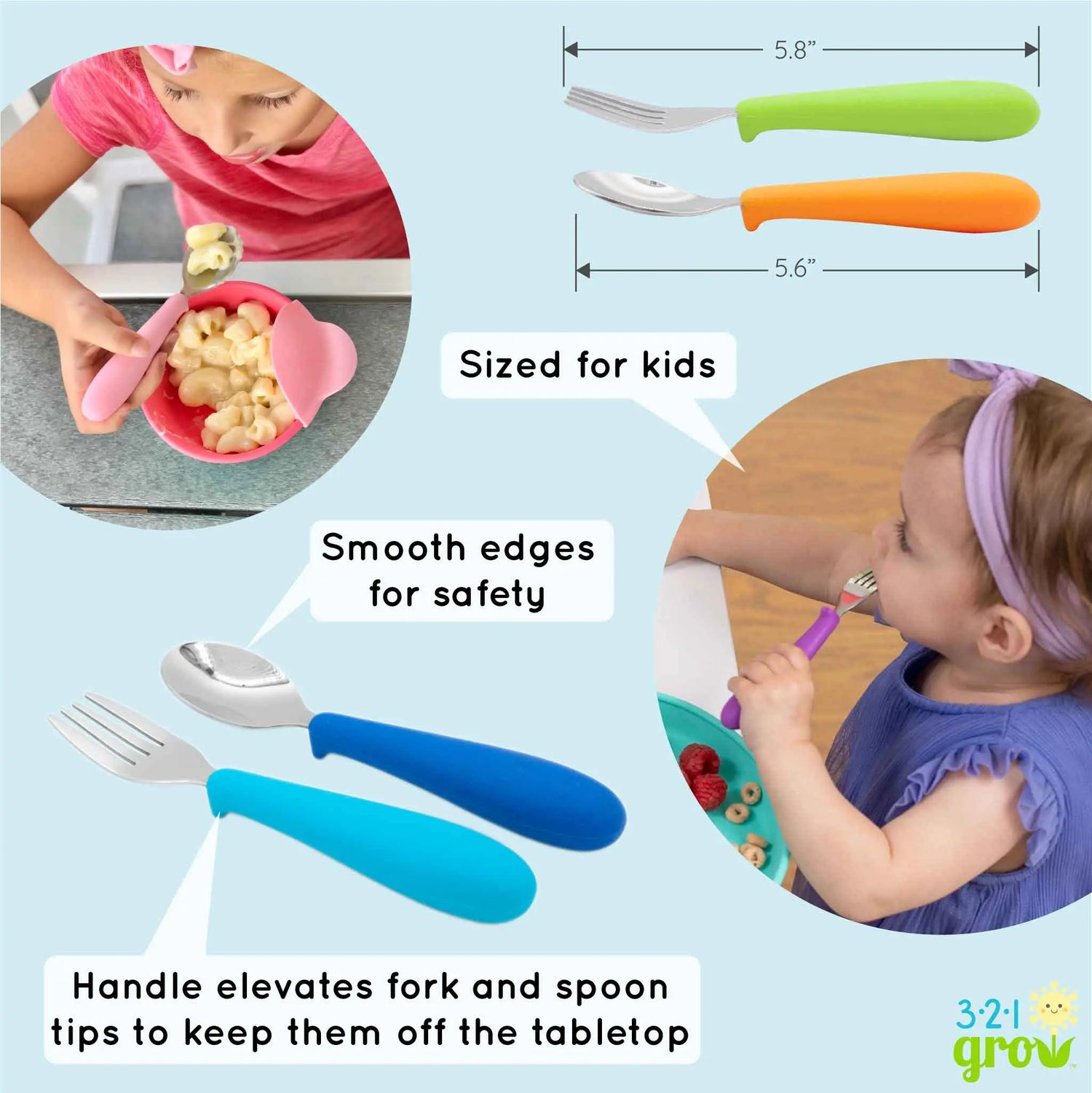 Eat With Me Kids Spoon And Fork Set Silicone Handles 321 Grow Everetts Place: Online Boutique