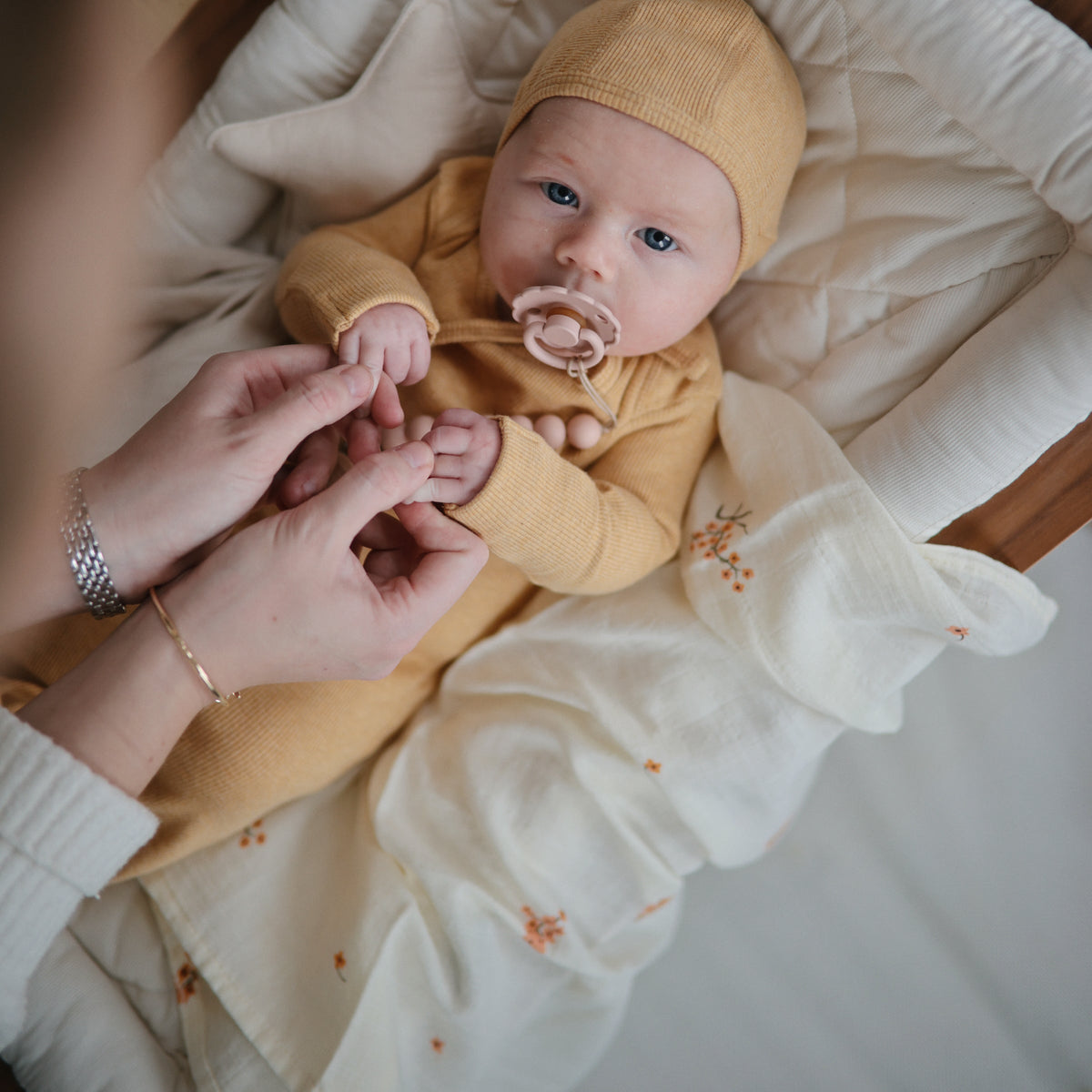 Mushie organic cotton baby muslin cloths 3-pack
