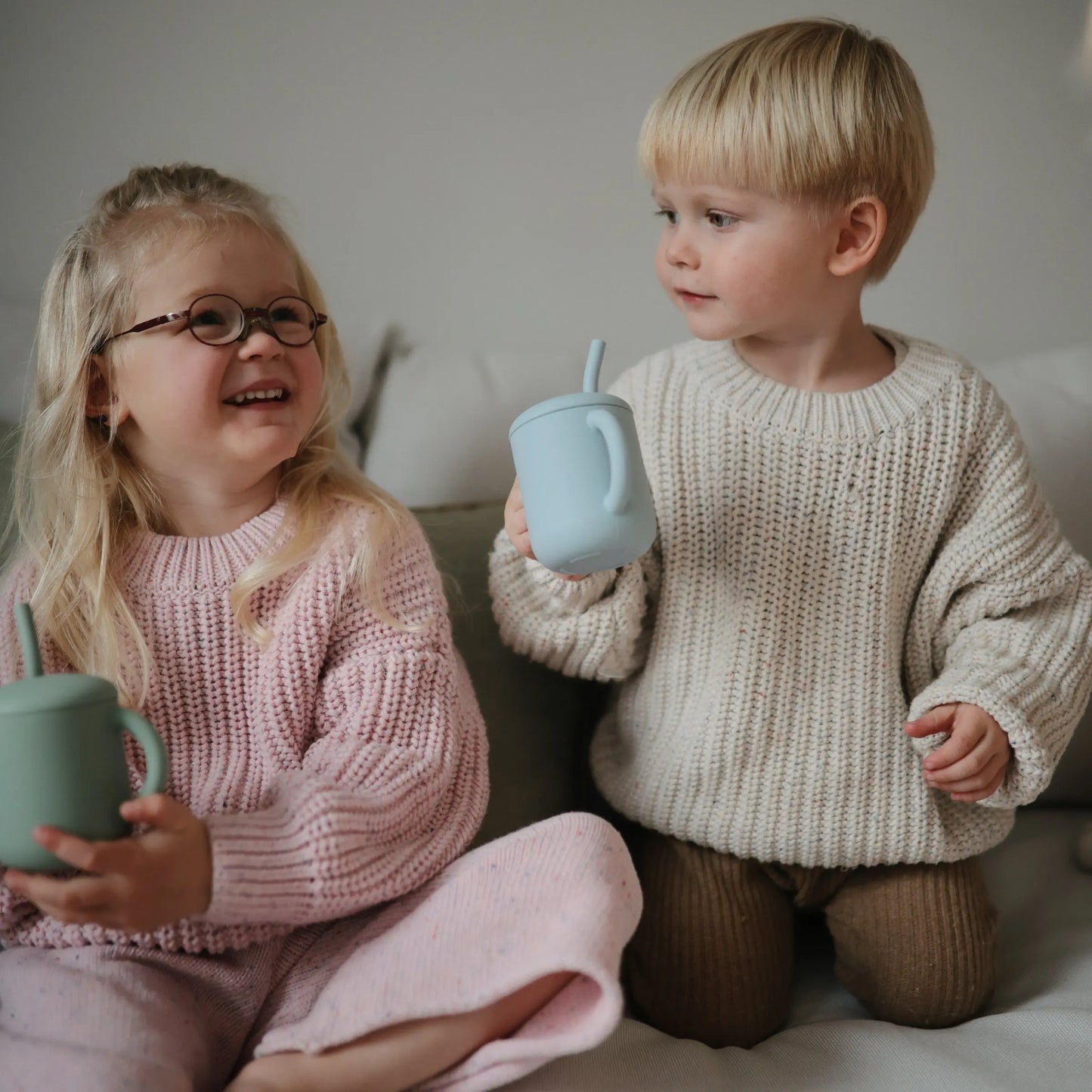 Silicone Training Cup with Straw for Toddlers and Babies Mushie