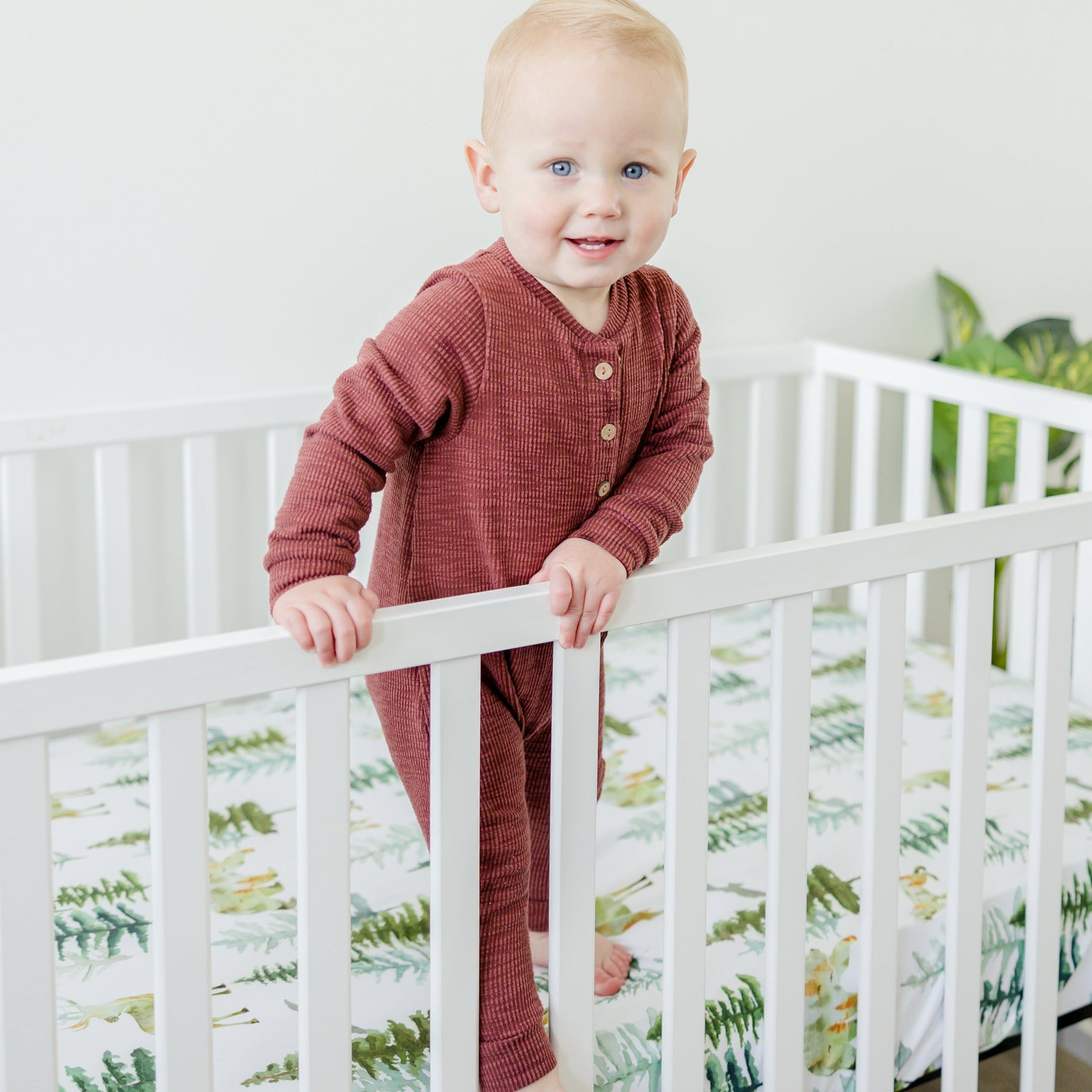 Honey Lemonade In The Woods fitted crib sheet with woodland animal print.