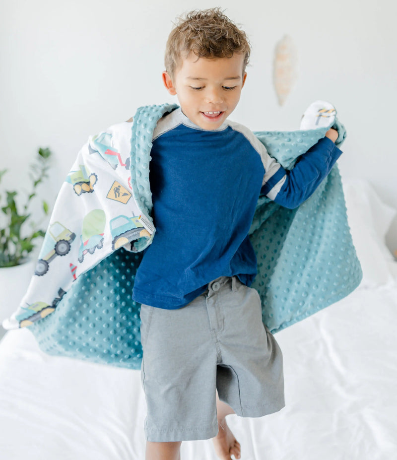 Baby & Toddler Minky Blanket with Construction Trucks Design