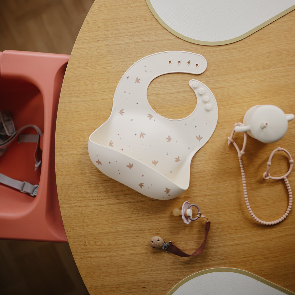 Silicone Baby Bib, Polka Dot Print by Mushie