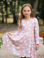 Halloween Ghost Print Girls Twirl Dress Long Sleeve by Rylee Faith Designs