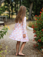 Halloween Ghost Print Girls Twirl Dress Long Sleeve by Rylee Faith Designs
