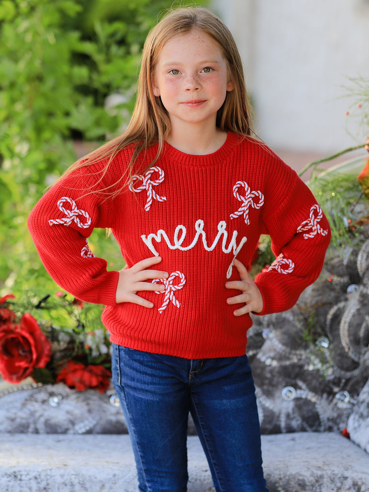 Mom and Me Winter Christmas Red "merry" Pullover Sweater by Rylee Faith Designs