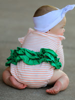 Christmas Tree Smocked Embroidery Stripe Baby Girls Romper by Rylee Faith Designs