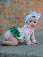 Christmas Tree Smocked Embroidery Stripe Baby Girls Romper by Rylee Faith Designs