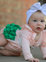 Christmas Tree Smocked Embroidery Stripe Baby Girls Romper by Rylee Faith Designs