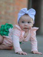 Christmas Tree Smocked Embroidery Stripe Baby Girls Romper by Rylee Faith Designs