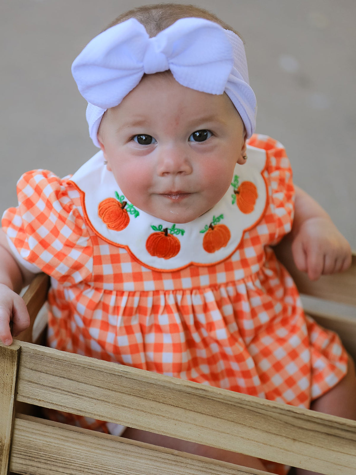 Polyester Spandex Romper, Pumpkin Puff Sleeve Bloomer Set by Rylee Faith Designs